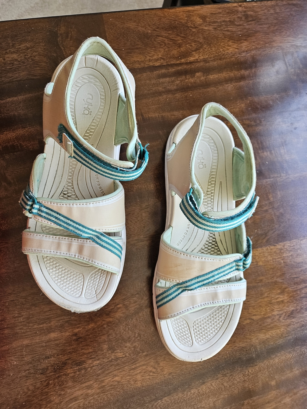 Ryka Sandals In Blue & Beige